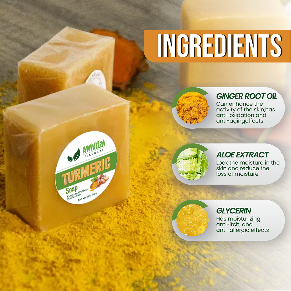 Turmeric Soap Bar for Glowing Skin (4-Pack)