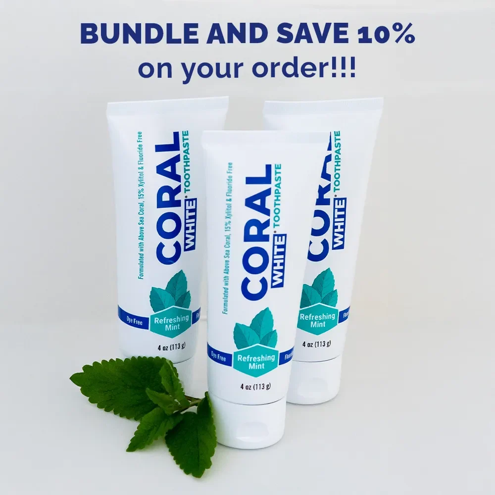 Fluoride Free Toothpaste 3 Pack Coral White Mint (3 Tubes)