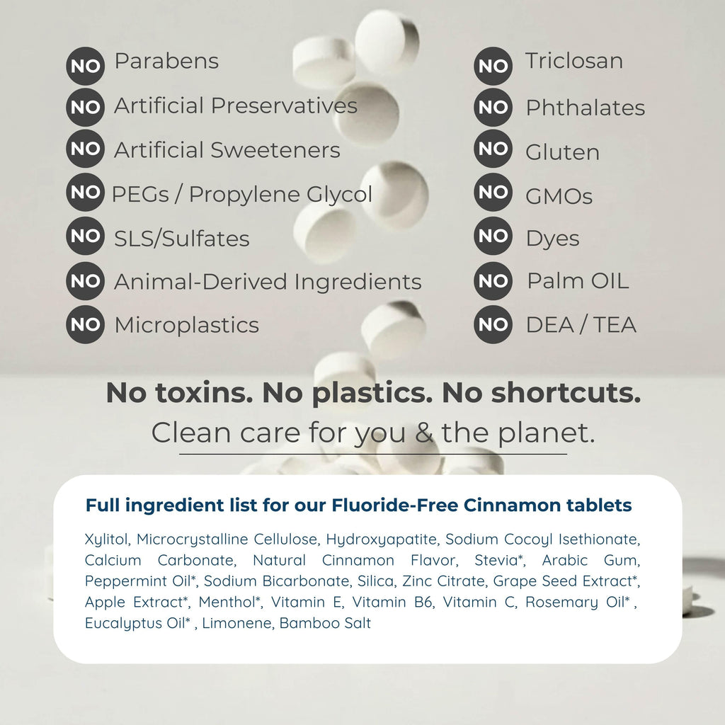 Fluoride-Free Cinnamon Toothpaste Tablets – 1-Month Supply | 5% nHAp