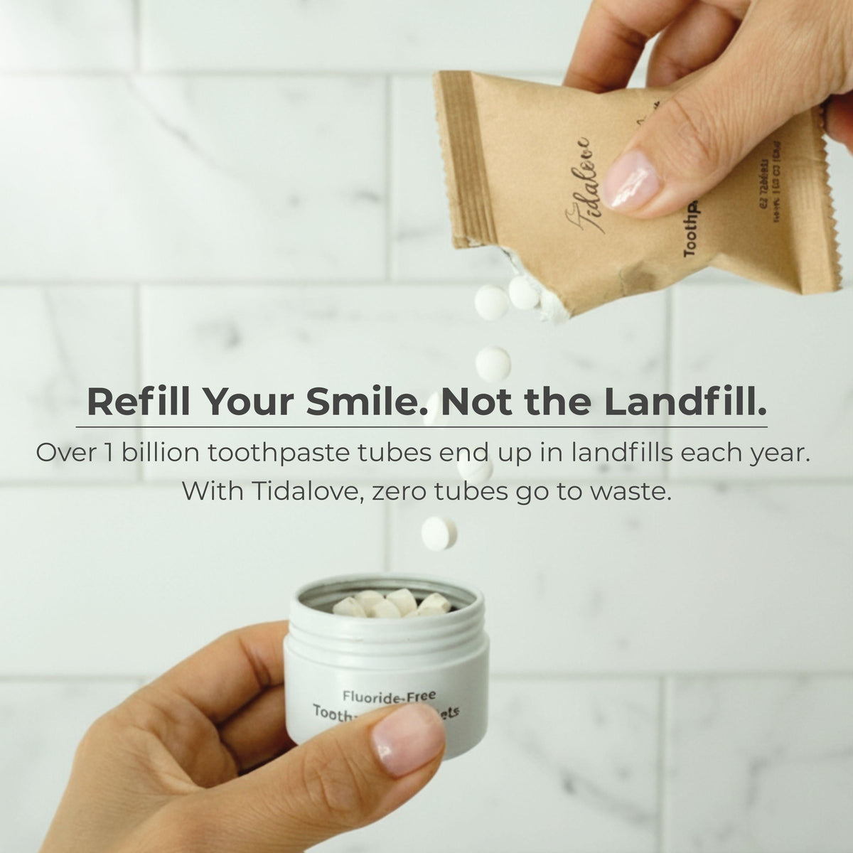 Fluoride Cool Mint Toothpaste Tablets – 4-Month Supply | 5% nHAp