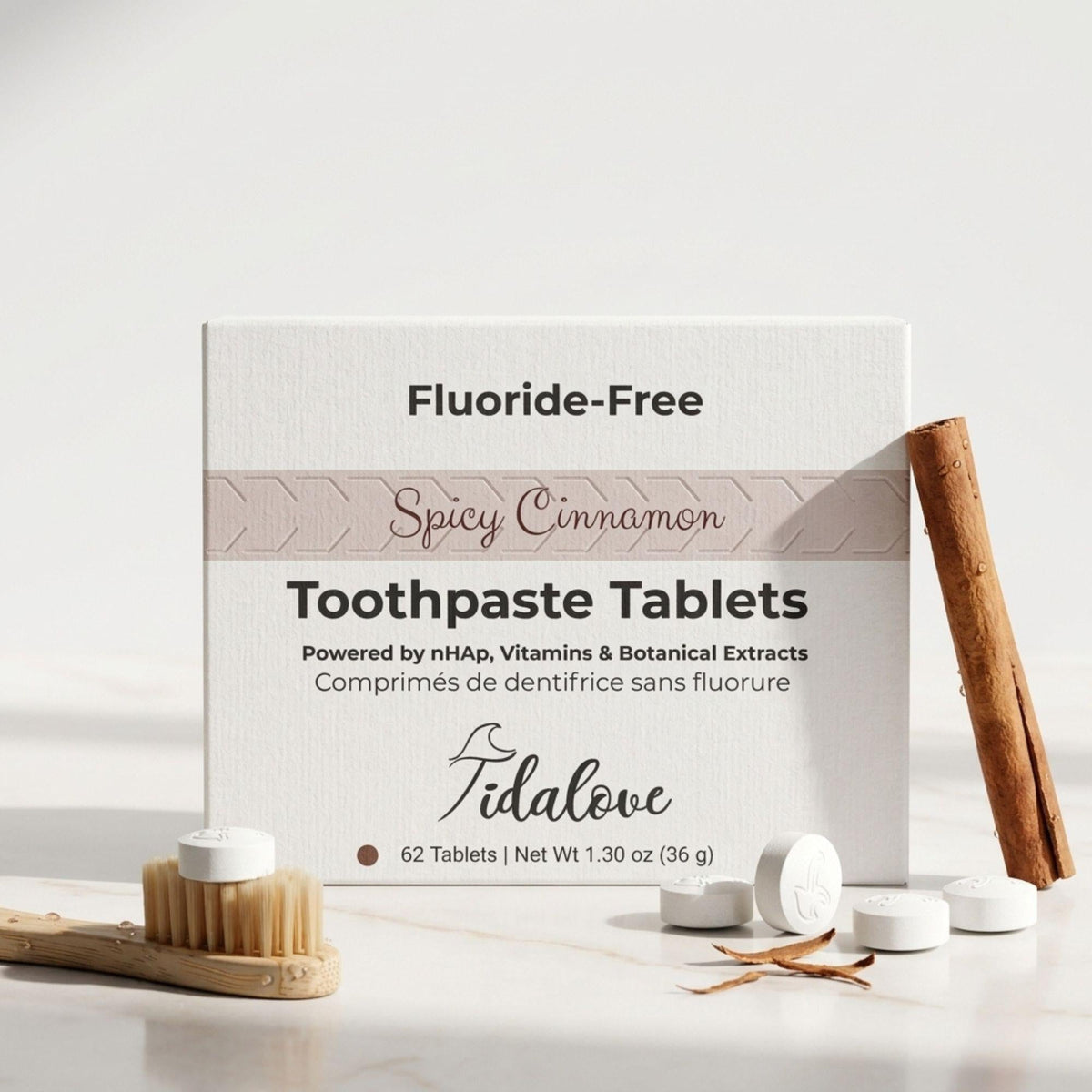 Fluoride-Free Cinnamon Toothpaste Tablets – 1-Month Supply | 5% nHAp