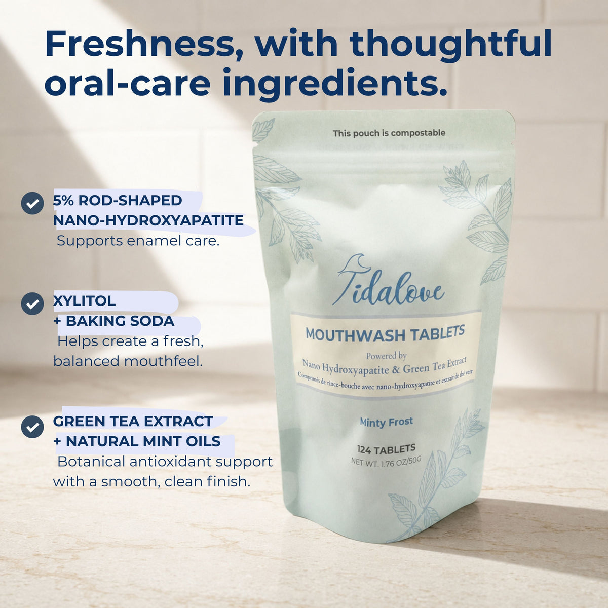 Fluoride-Free Mouthwash Tablets Refill with 5% nHAp – 124 Tablets